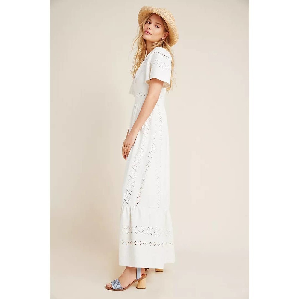 Anthropologie White Eyelet Maxi Dress - Picture 2 of 16
